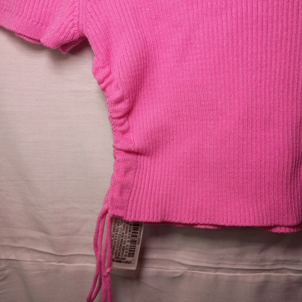 Zara Vibrant Pink Ribbed Crop Top - Picture 5 of 5